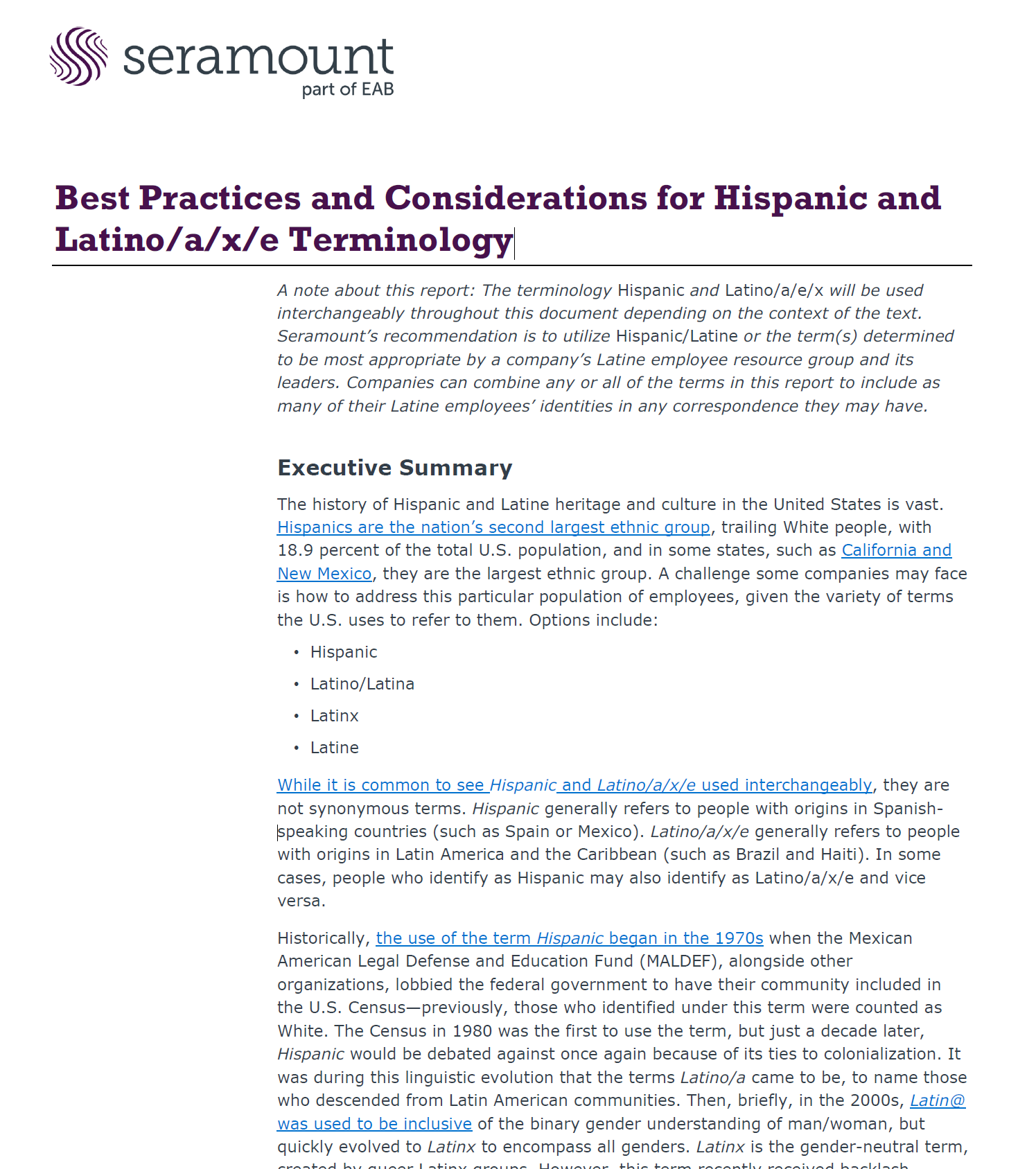 Best Practices and Considerations for Hispanic and Latino/a/x/e Terminology