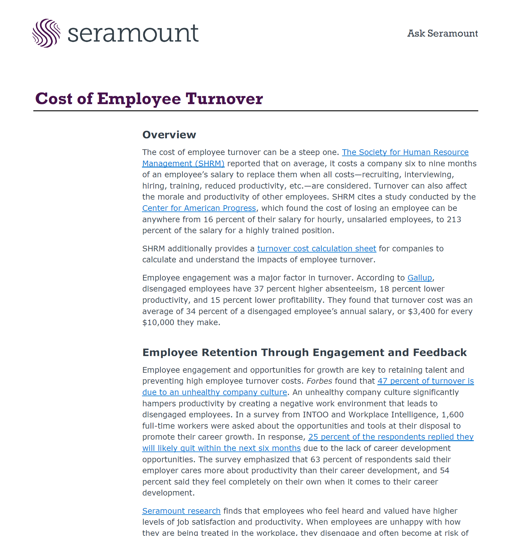 Cost of Employee Turnover