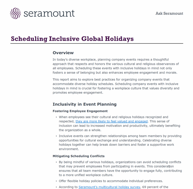 Scheduling Inclusive Global Holidays: Respecting Diversity in Workplace Planning