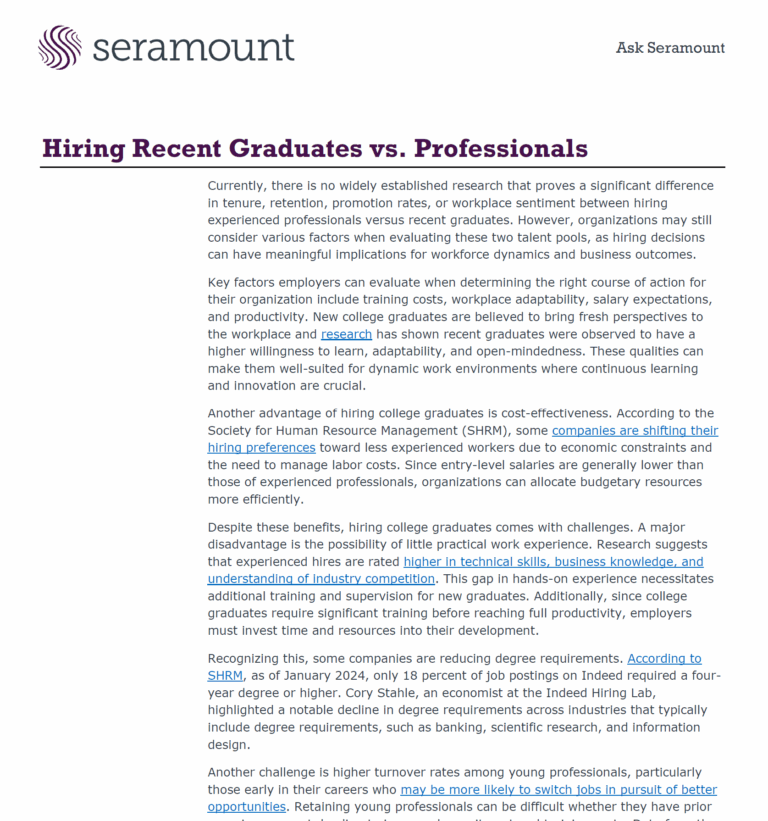 Hiring Recent Graduates vs. Experienced Professionals: Balancing Cost, Skill, and Retention