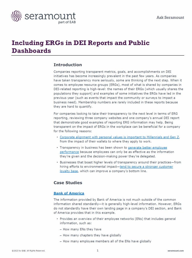 Including ERGs in DEI Reports and Public Dashboards