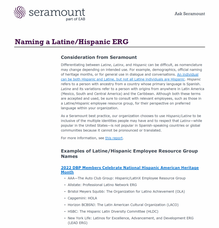 Naming Latine/Hispanic Employee Resource Groups