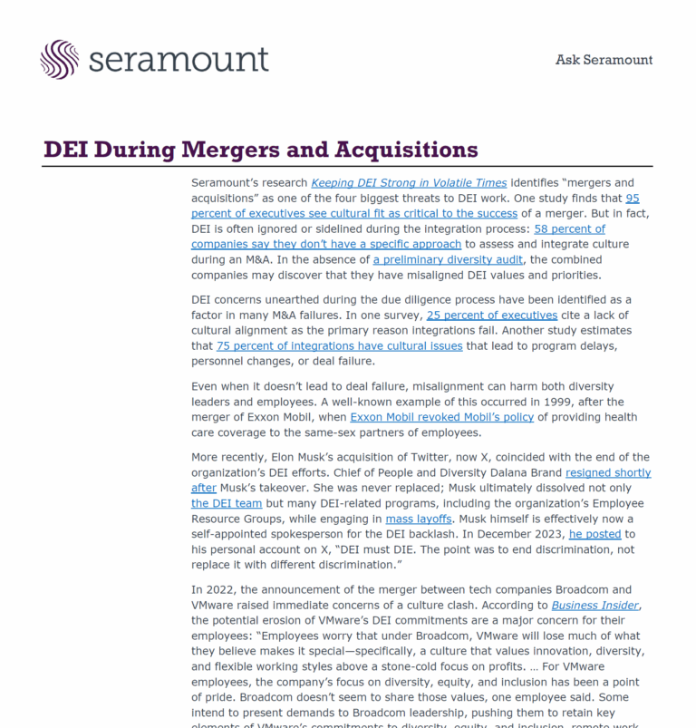 DEI During Mergers and Acquisitions