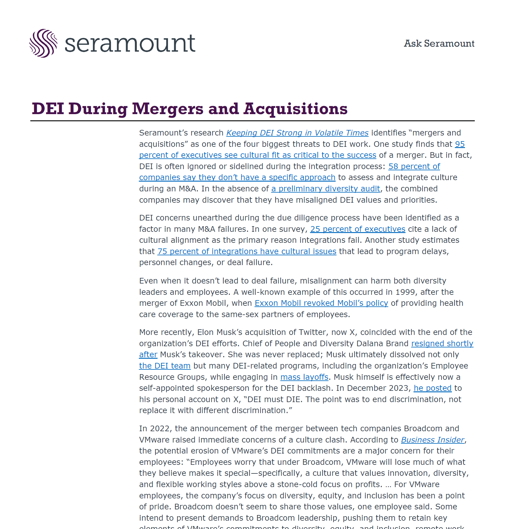 DEI During Mergers and Acquisitions