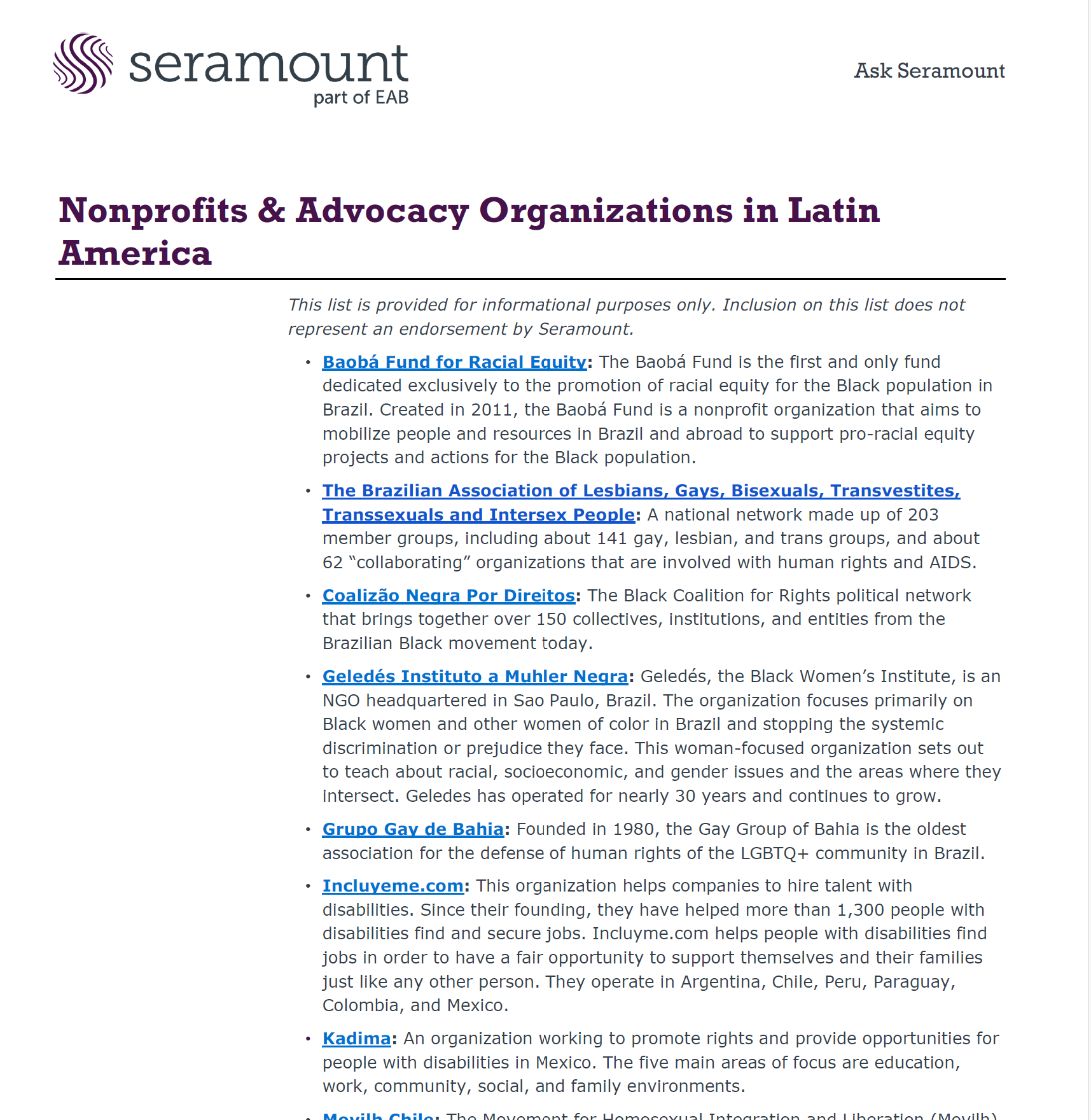 Nonprofits and Advocacy Organizations in Latin America