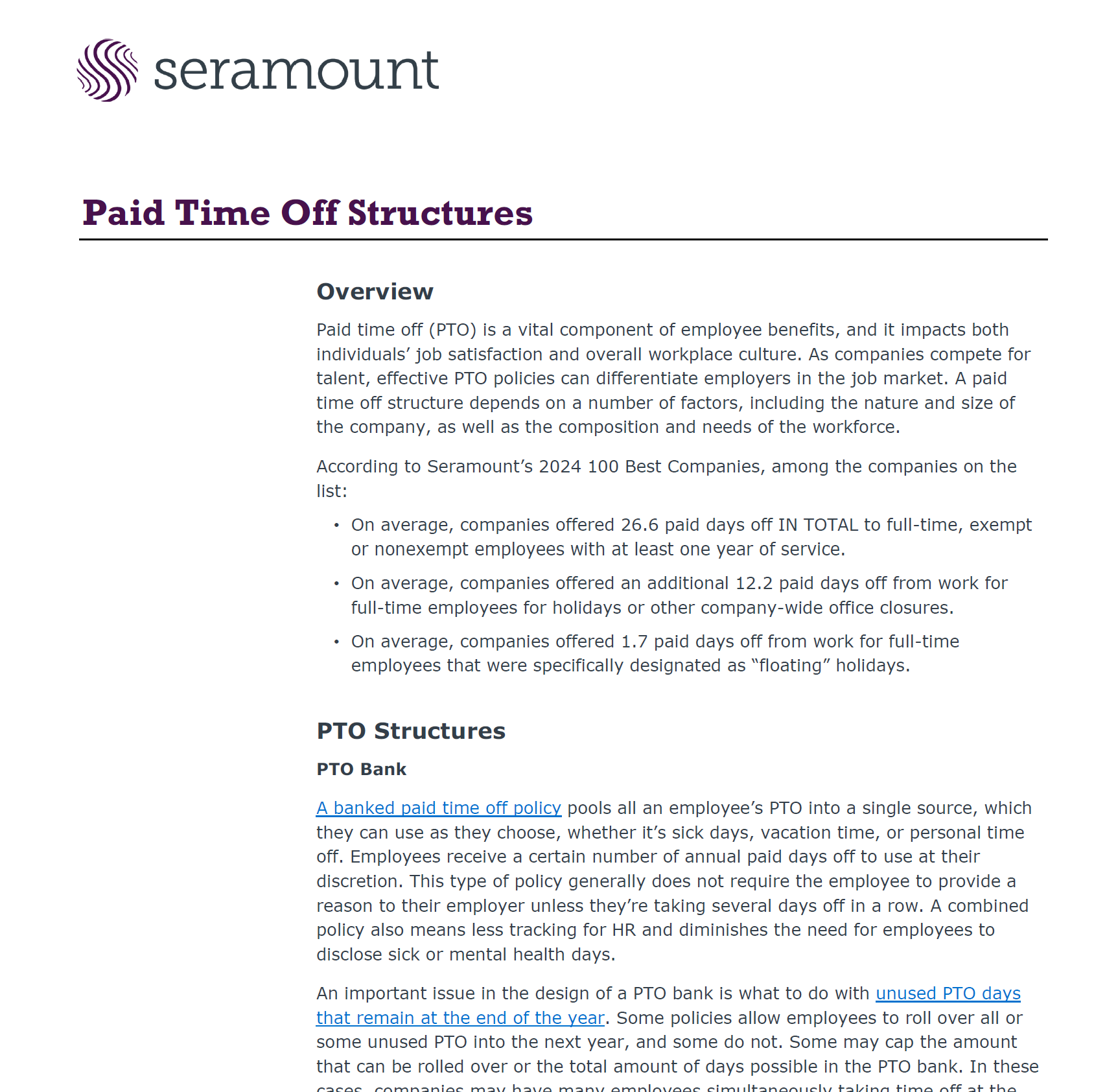 Paid Time Off Structures: Trends and Best Practices for a Modern Workforce