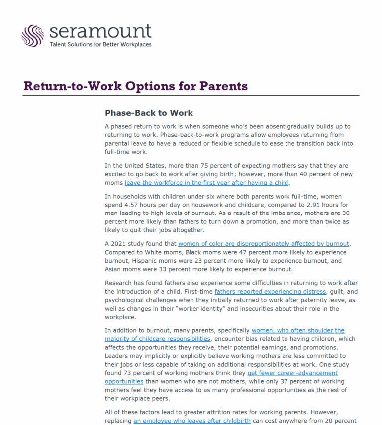 Return-to-Work Options for Parents