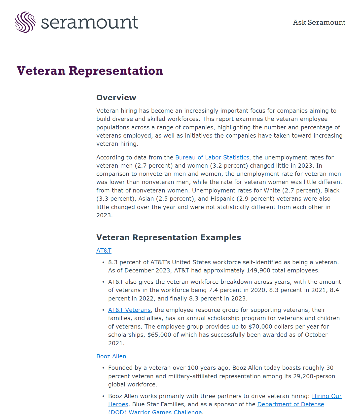 Veteran Representation in the Workforce